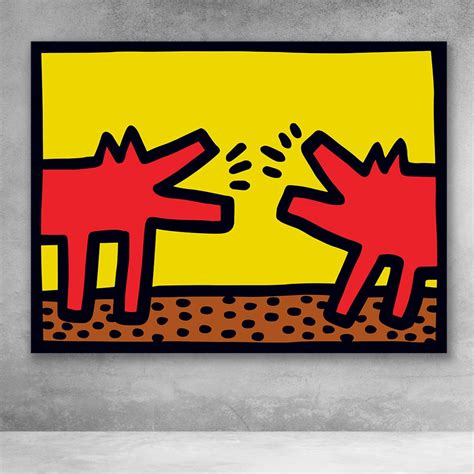 Barking Dogs Keith Haring Canvas Graffiti Wall Art | Pop art canvas ...