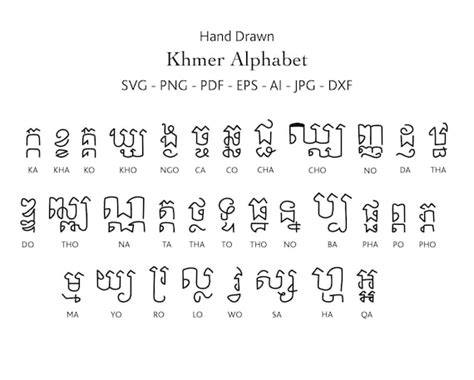 Khmer Alphabet Svg Cut File Cricut Hand Drawn - Etsy