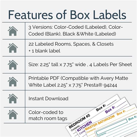 Moving Box Labels, Moving Labels, Box Labels, Box Inventory, Printable ...