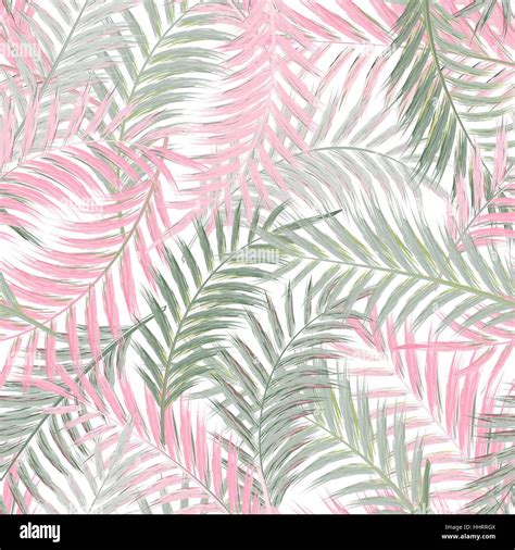 Leaves of palm tree. Seamless pattern. Palm leaf in violet on white background. Tropical trees ...