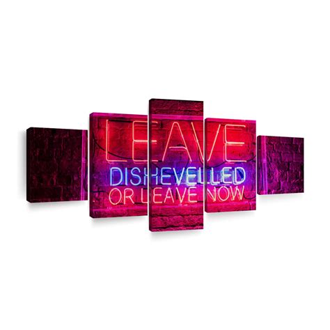 Leave Dishevelled Neon Sign Wall Art | Photography