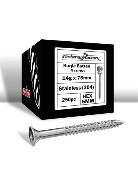 14g x 75mm - 250pc Type 17 Bugle Batten Screws Stainless Steel 304 Grade