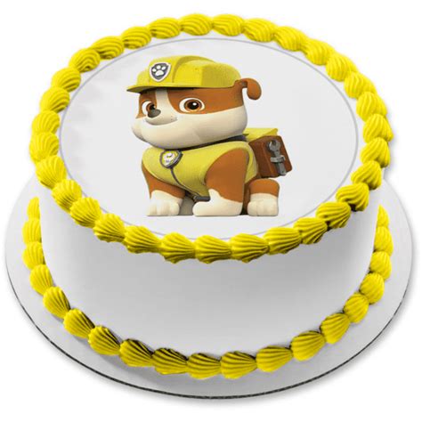 Paw Patrol Rubble Sitting Edible Cake Topper Image ABPID27277 8in Round - Walmart.com