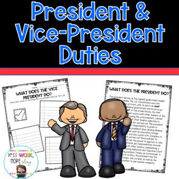 President and Vice President Duties by Less Work More Play | TpT