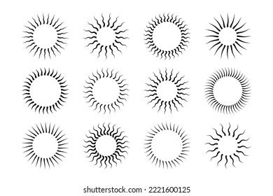 Vintage Sunburst Collection Wavy Sun Rays Stock Vector (Royalty Free ...