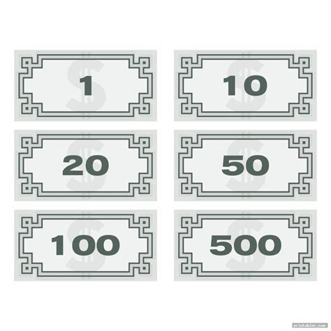 Monopoly Money Templates Printable - Gridgit.com