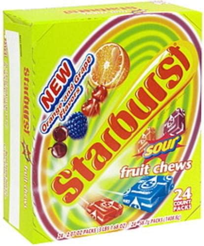 Starburst Sour, Orange and Grape Flavors Fruit Chews - 24 ea, Nutrition Information | Innit