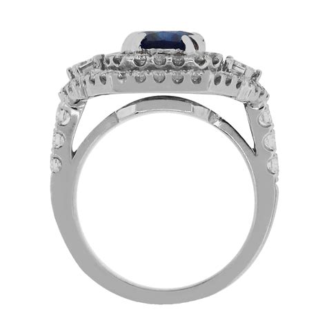 18k White Gold 2.65ct Synthetic Sapphire and 1.50ctw Diamond Ring ...