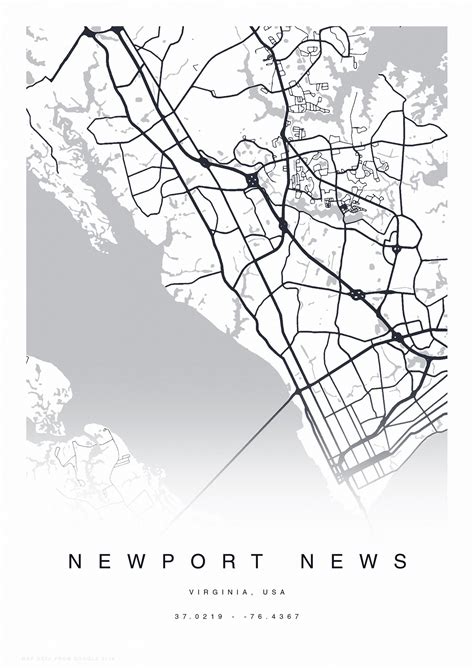 PRINTABLE Newport News Map Print Street Map of Newport News | Etsy