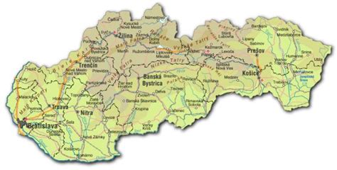 mapa SLOVENSKO - ubytování na Slovensku