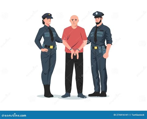 Police Arrest. Policeman And Policewoman Arresting Criminal With ...