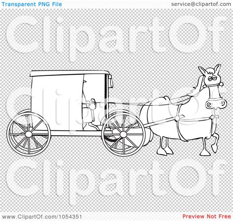 Royalty-Free Vector Clip Art Illustration of a Black And White Amish Buggy Outline by Dennis Cox ...