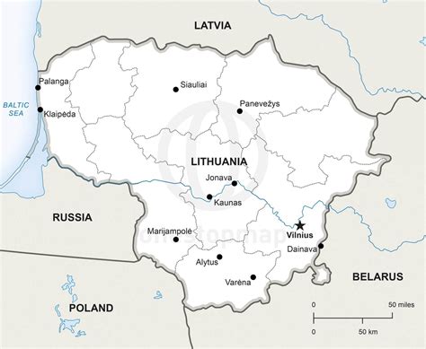 Vector Map of Lithuania Political | One Stop Map