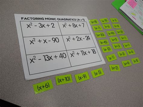 Factoring Quadratics Practice Activity (When a = 1) | Math = Love