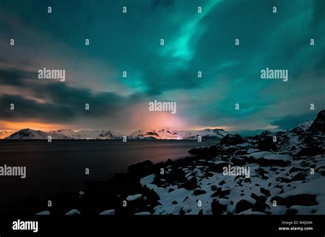 Northern lights in Lofoten Islands Stock Photo - Alamy