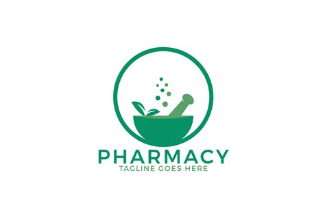 Pharmacy medical logo. Natural mortar and pestle logotype. (157301) | Logos | Design Bundles