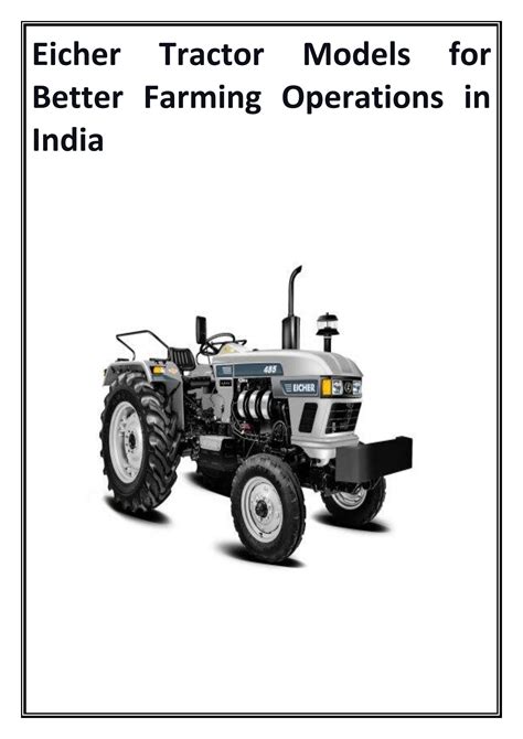 Eicher Tractor Models for Better Farming Operations in India by abhi ...