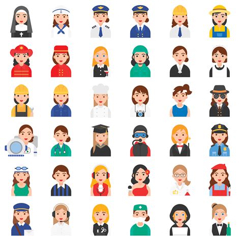 Female Profession Icon Set 1254998 Vector Art at Vecteezy