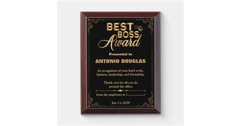 Best Boss Award Personalized Thank You Gift | Zazzle