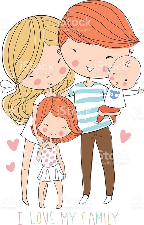 Happy family. Father, mother, baby. | Family drawing, Family sketch, Cute love cartoons