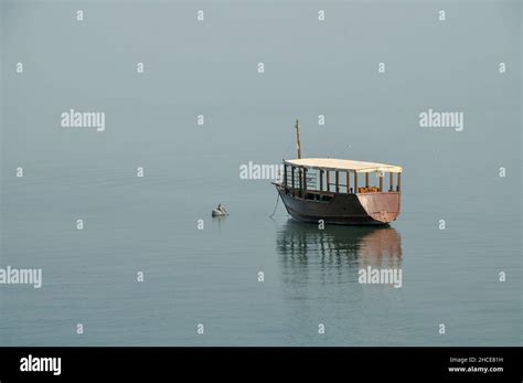 The Hope Boat. Replica of Jesus' Boat. Old wooden boat uncovered in the sea of Galilee, dated to ...