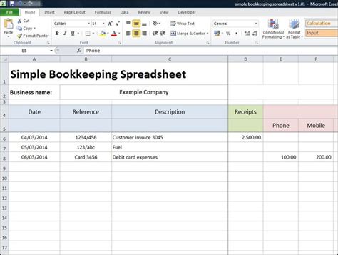 Simple Bookkeeping Spreadsheet | Double Entry Bookkeeping | Bookkeeping templates, Spreadsheet ...