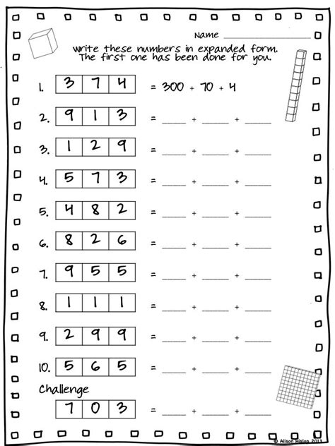 Expanded Form Math Worksheets For 3rd Grade