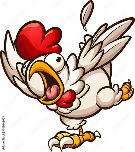 Scared chicken running and screaming clip art. Vector cartoon illustration with simple gradients ...