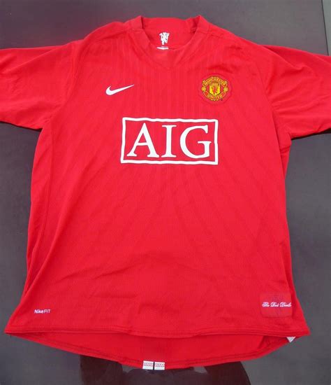 Manchester United Home Camiseta de Fútbol 2007 - 2009. Sponsored by AIG