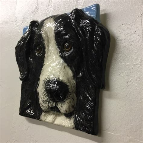 Border Collie CERAMIC Portrait Sculpture 3D Dog Art Tile | Etsy