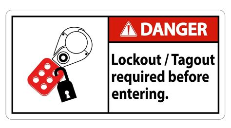 Danger Sign Lockout ,Tagout Required Before Entering 3684107 Vector Art at Vecteezy