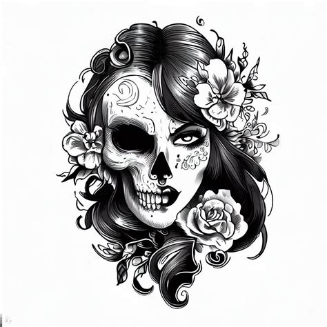 half woman half skull tattoo by ink-shading | Feminine skull tattoos, Shoulder piece tattoo ...