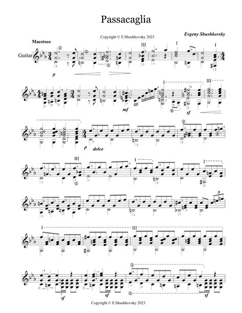 Passacaglia by Evgeny Shushkovsky Sheet Music for Solo Guitar at Sheet Music Direct