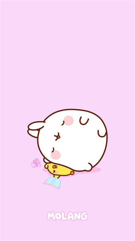 Molang lie down on Piu Piu - Wallpaper