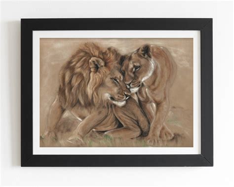 Lion and Lioness Print Animal Lovers Gift of Original Lion - Etsy