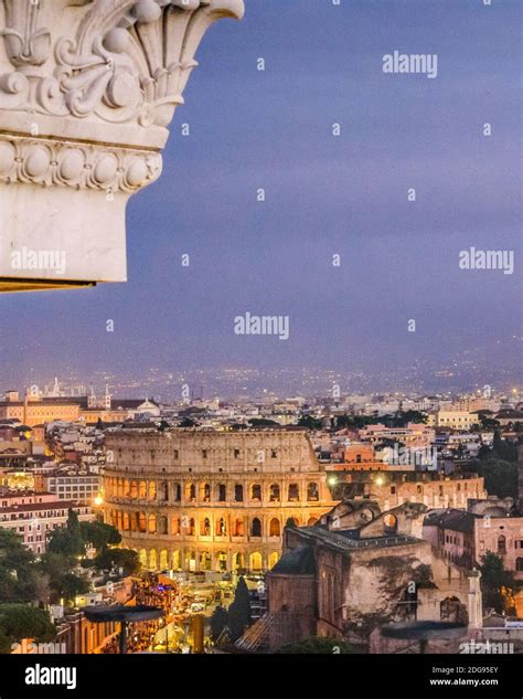 Night Scene Rome Cityscape Aerial View Stock Photo - Alamy