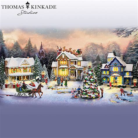 Thomas Kinkade Sounds Of The Season Hand-Painted Illuminated Christmas Village Collection ...