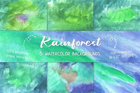 Nice Green Watercolor Background for Sublimation: Rainforest