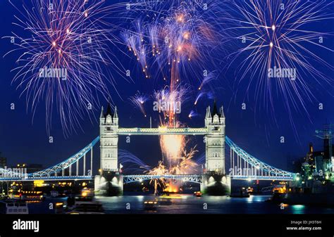 London Bridge At Night With Fireworks