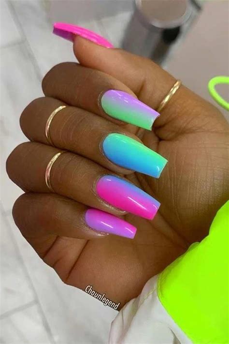 Vibrant Multi Color Nails for Summer #coffinnails #summernails | Long acrylic nails, Best ...