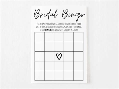 Blank Bridal Bingo Template Free - Printable Form, Templates and Letter