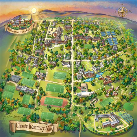 Choate Rosemary Hall Campus Map Illustration - Illustrated Maps by ...