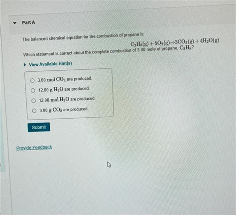 Solved The balanced chemical equation for the combustion of | Chegg.com