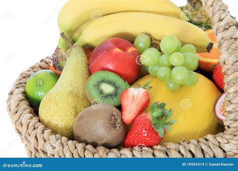 Basket Full of Various Fruits Stock Photo - Image of grapes, white: 19925474