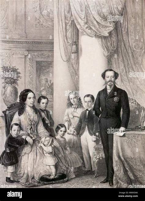 . English: Drawing of the Family of Vittorio Emanuele II in 1854 . 1854 ...