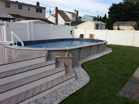 12x24 pool with deck | Brothers 3 Pools Aboveground, semi inground, inground pools | Pinterest ...