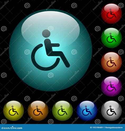 Disability Icons in Color Illuminated Glass Buttons Stock Vector - Illustration of lighting ...