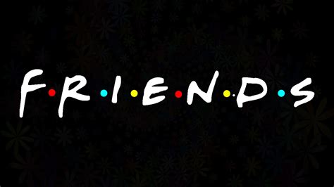 the word friends written in white on a black background with multicolored polka dots