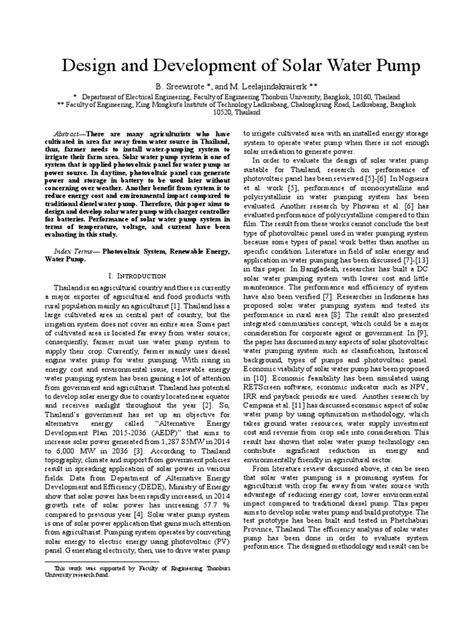 Solar Pump Design | PDF | Solar Power | Photovoltaics