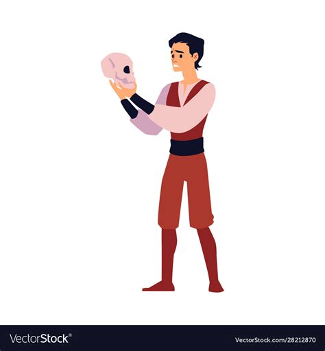 Cartoon actor holding skull and performing Vector Image